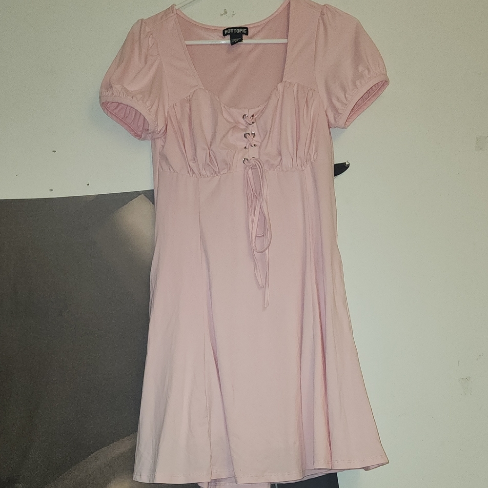 Hot Topic Pink Lace-Up Dress